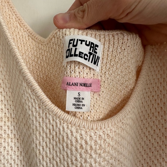 Future Collective with Alani Noelle Crochet Fringe Hem Boho Midi Dress Tan - Picture 3 of 5